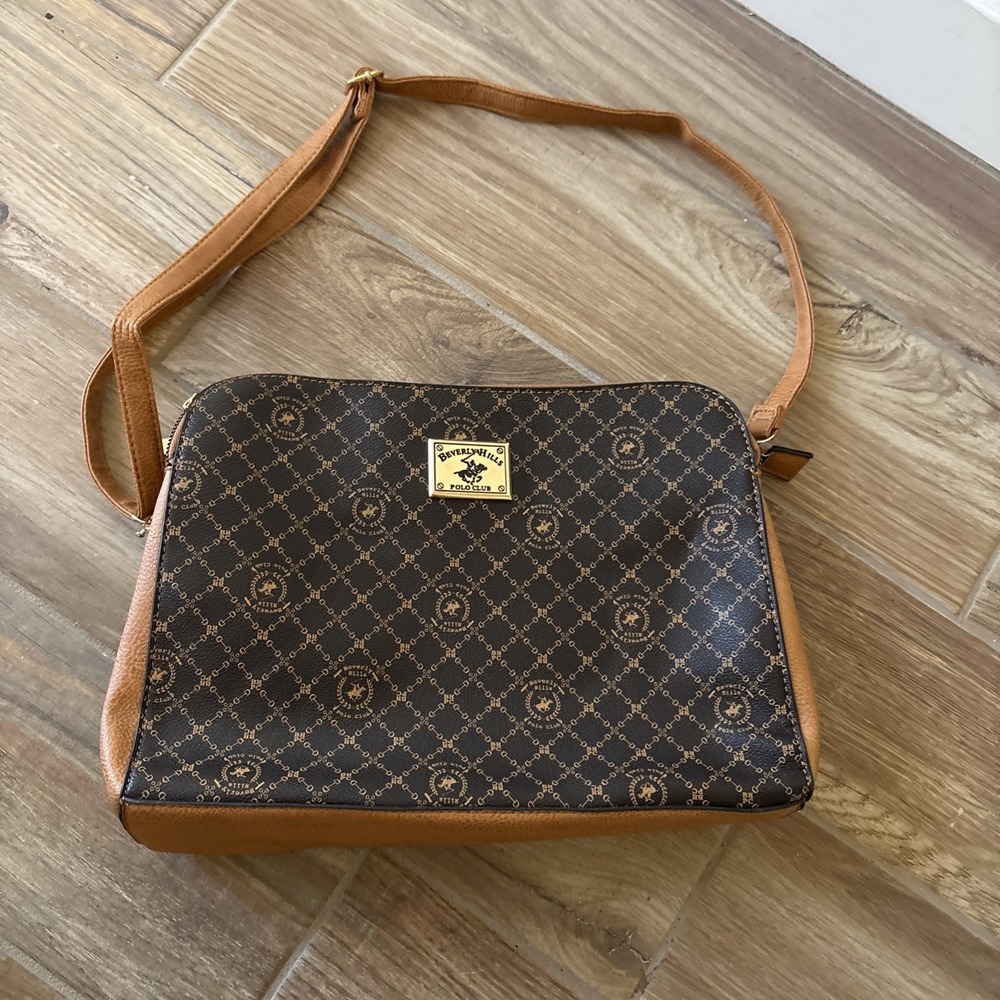 Beverly Hills polo club LARGE purse Browns Horse Player NWOT